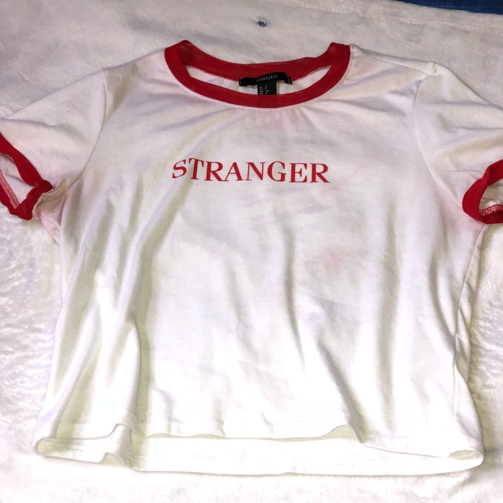 Forever 21 stranger graphic crop ringer tee